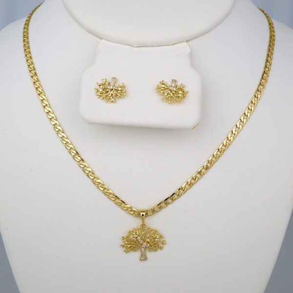 Cadenas & Colgantes & Earrings/ Chain W/Pendants /14K Real Color/Zircon Stone/ 3mm x45cm/ SET455