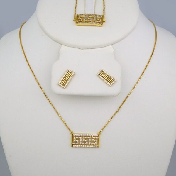 Cadenas & Colgantes & Earrings/ Pulsera/ Chain W/Pendants /14K Real Color/Zircon Stone// Set470