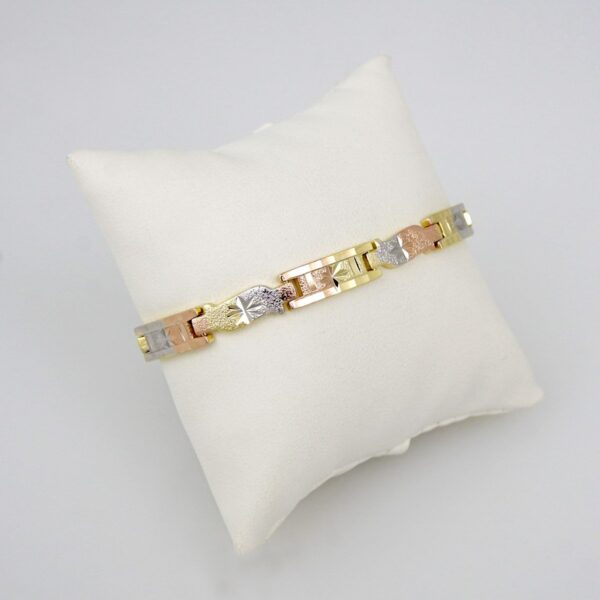 Bracelets Woman/ Pulseras Dama/  Plain/ 14K Real Color/ Three Tone/ 3 Colores///B0110
