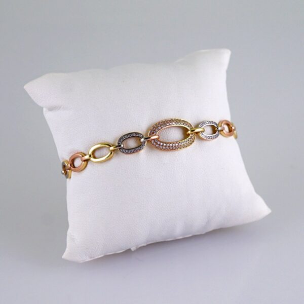 Women Bracelets/ Pulseras Dama/ Zircon Stone/ Three Tone// B1146