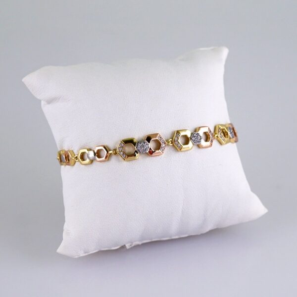 Women Bracelets/ Pulseras Dama/ Zircon Stone/ Three Tone// B1149