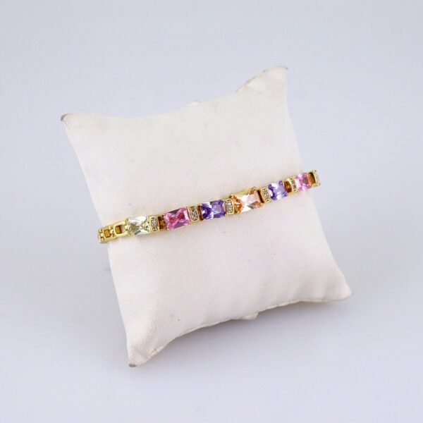 Women Bracelets/ Pulseras Dama/ Zircon Stone/ 14K Real Color/ Stainless Steel// B1239