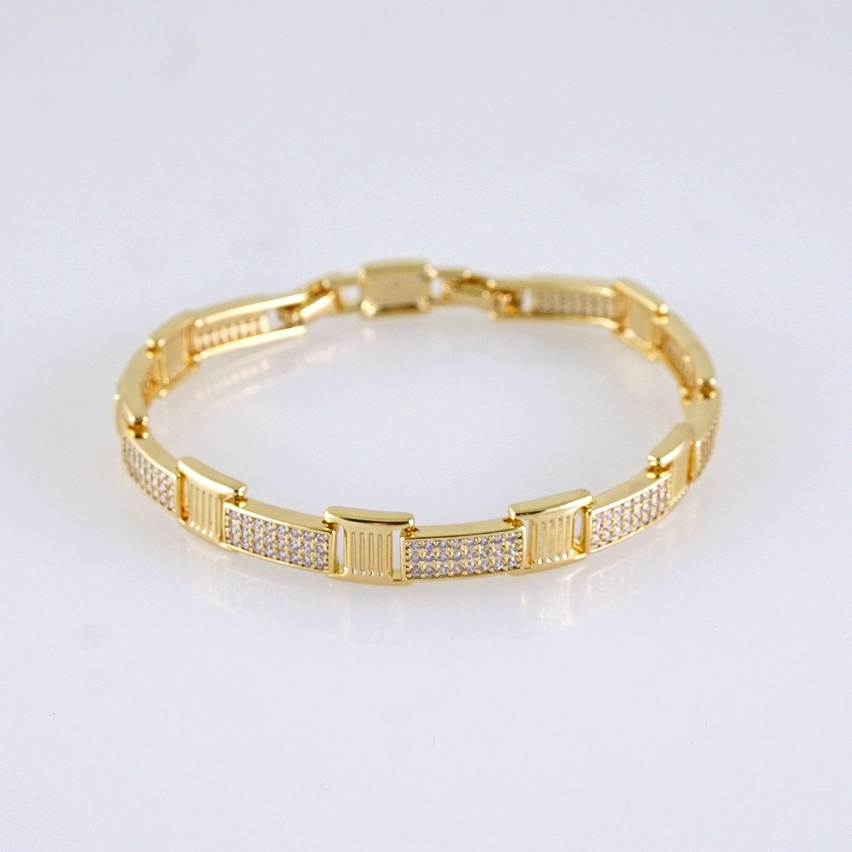 Woman Bracelet - Pulseras Dama - Zircon Stone - 14K Real Color - B1267 - Image 2