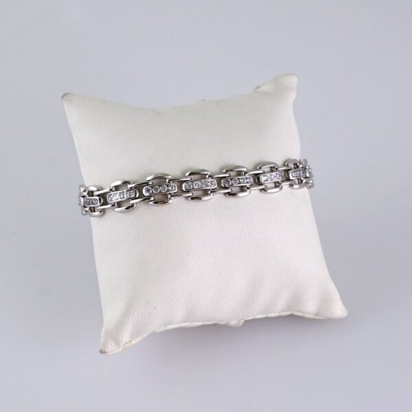 Women Bracelets-Pulseras Dama- Zircon Stone- Silver Color- Stainless Steel- B1270