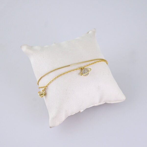 Women's Bracelets-Pulseras Dama-Zircon Stone-14K Real Color-Stainless Steel-B1276