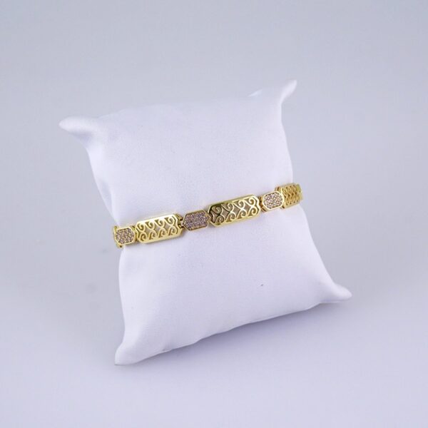 Women's Bracelets-Pulseras Dama-Zircon Stone-14K Real Color-Stainless Steel-B1277