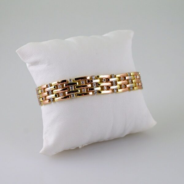 Woman Bracelets/ Pulseras Dama/  Zircon Stone/  Three Tone// B1087