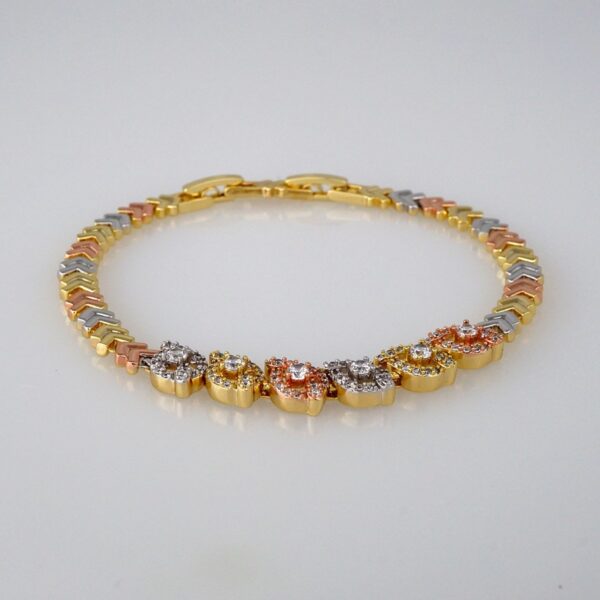 Bracelets Woman/ Pulseras Dama/ Zircon Stone/ ThreeTone// B410