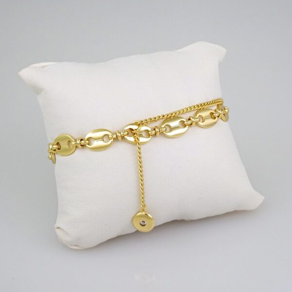 Woman Bracelets/ Pulseras Dama/  Plain/ 14K Real Color// B506