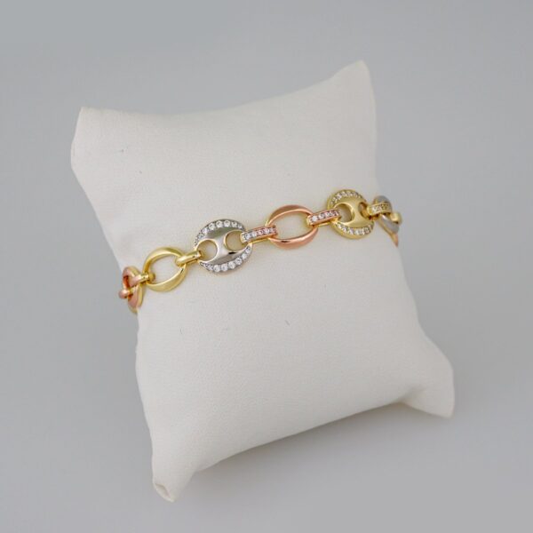 Women Bracelets/ Pulseras Dama/  Zircon Stone/  Three Tone// B692