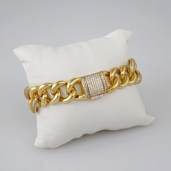 Woman Bracelets/ Pulseras Dama /  Zircon Stone/  14K Real Color/  14mm/ Estilo Monaco// B707