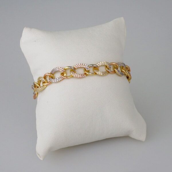Women Bracelets/ Pulseras Dama/  Zircon Stone/  Three tone// B722