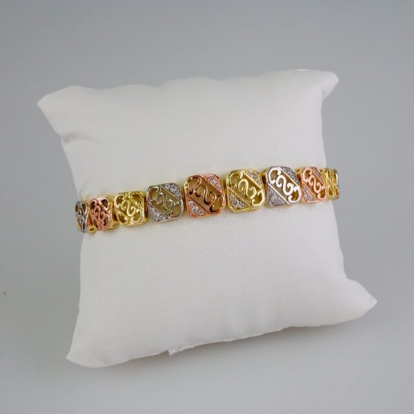 Women Bracelets/ Pulseras Dama/  Zircon Stone/  Three Tone// B833