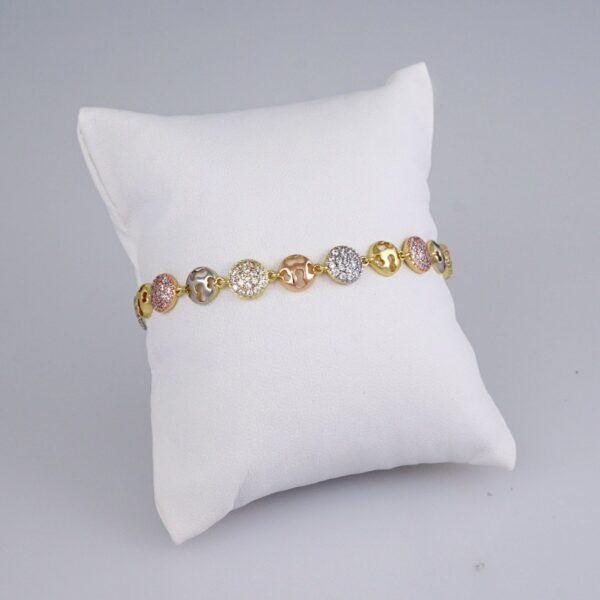 Woman Bracelets/ Pulseras Dama/  Zircon Stone/  Three Tone// B929