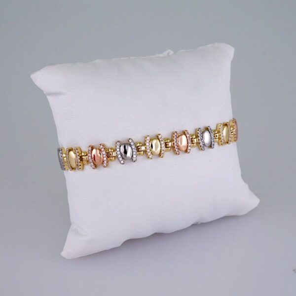 Woman Bracelets/ Pulseras Dama/  Zircon Stone/  Three Tone// B951