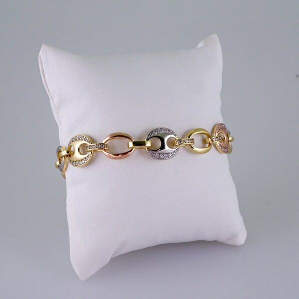 Woman Bracelets/ Pulseras Dama/  Zircon Stone/  Three Tone// B952