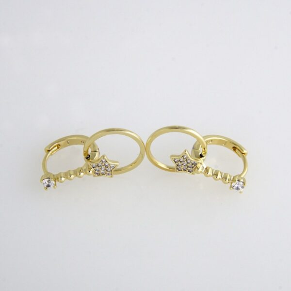 Earrings Woman/ Aretes Dama/ Zircon Stone/ 14K Real Color// E-123
