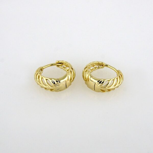 Earrings Woman/ Aretes Dama/ Plain/ 14K Real Color// E-148