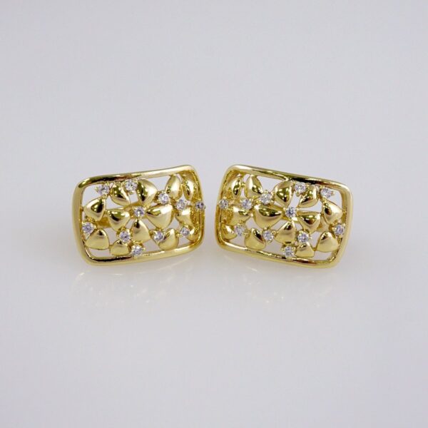 Women Earrings/ Aretes Dama/  Zircon Stone/  14k Real Color// E1083