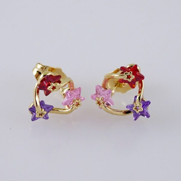 Women Earrings/ Aretes Dama/  Zircon Stone/  14k Real Color// E1234