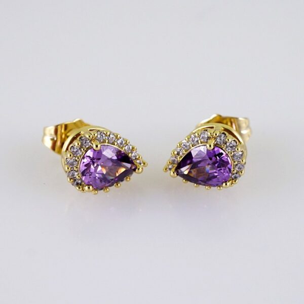 Women Earrings/ Aretes Dama/  Zircon Stone/  14k Real Color// E1252