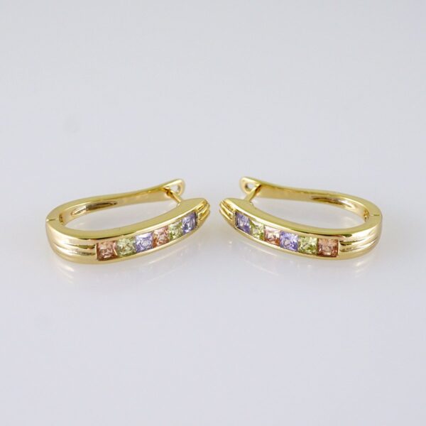 Women Earrings/ Aretes Dama/  Zircon Stone/  14k Real Color// E1333