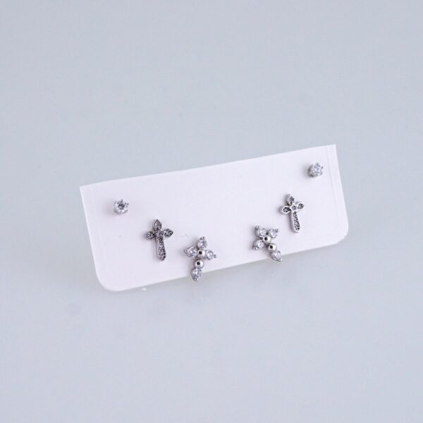 Women Earrings/ Aretes Dama/ Zircon Stone/ Silver Color/ Set 3 pares// E1515
