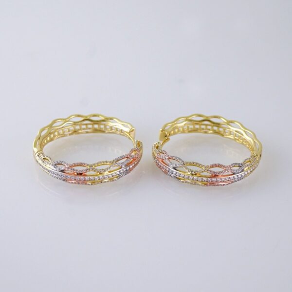 Women Earrings/ Aretes Dama/ Zircon Stone/ Three Color/ Stainless Steel// E1671
