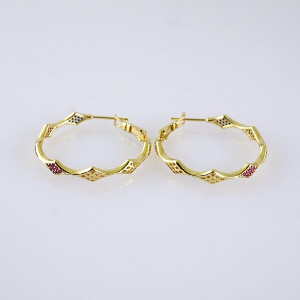 Women Earrings/ Aretes Dama/ Zircon Stone/ 14K Real Color/ Stainless Steel// E1675