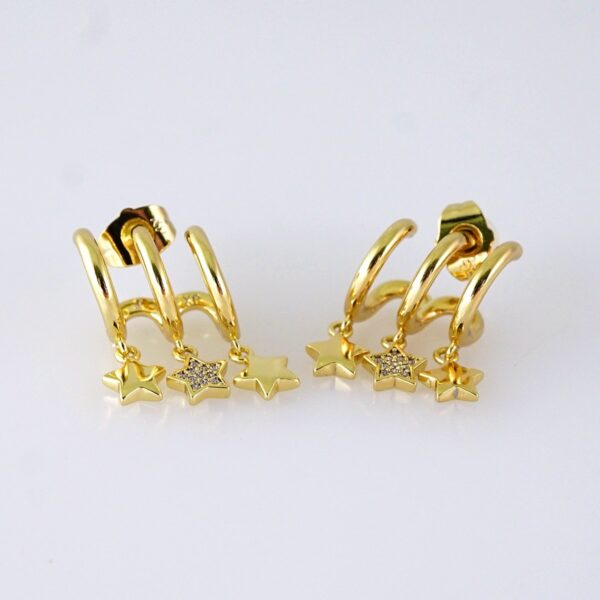 Women Earrings/ Aretes Dama/ Zircon Stone/ 14K Real Color/ Stainless Steel// E1689