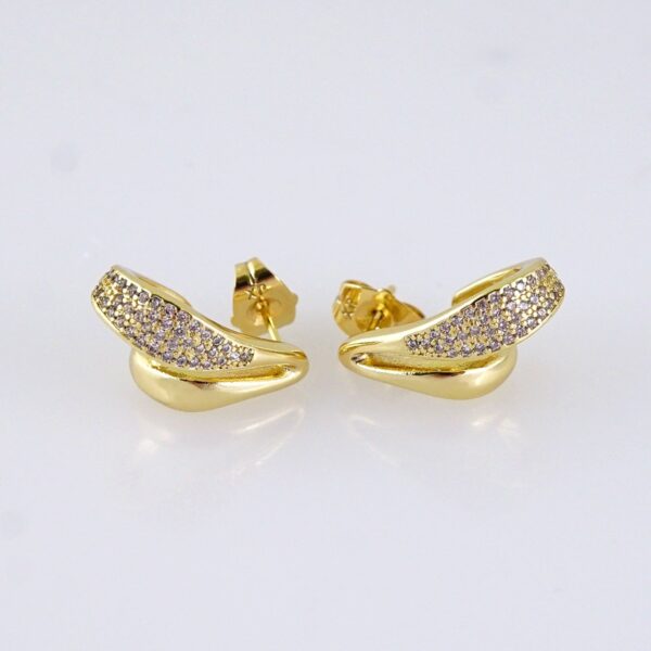 Women Earrings/ Aretes Dama/ Zircon Stone/ 14K Real Color/ Stainless Steel// E1702