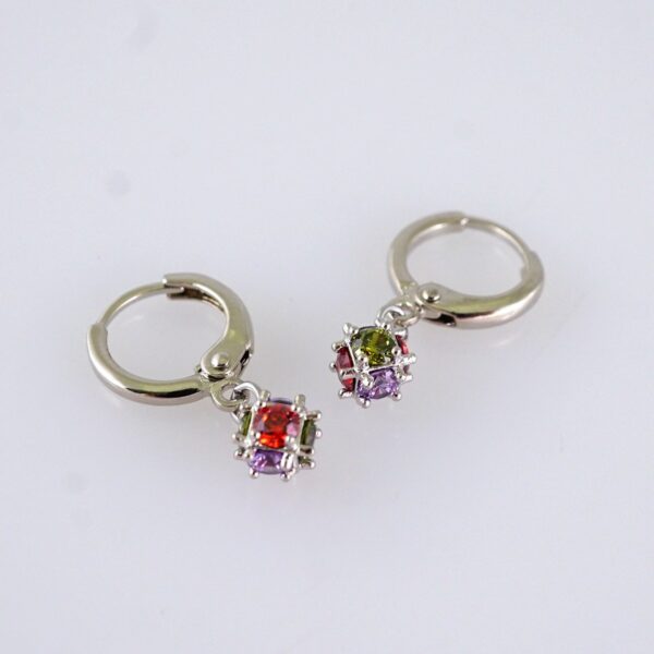 E1740 Women's Earrings - Aretes Dama - Zircon Stone -Silver MultiColor