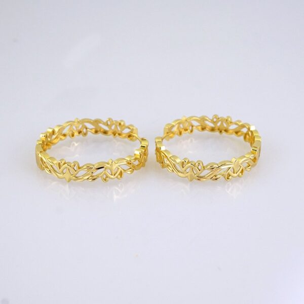 E1763 Earrings Women/ Aretes Dama/ Plain/ 14k Real Color/