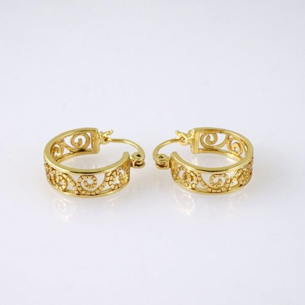 E1800 Earrings Women/ Aretes Dama/ Plain/ 14k Real Color/
