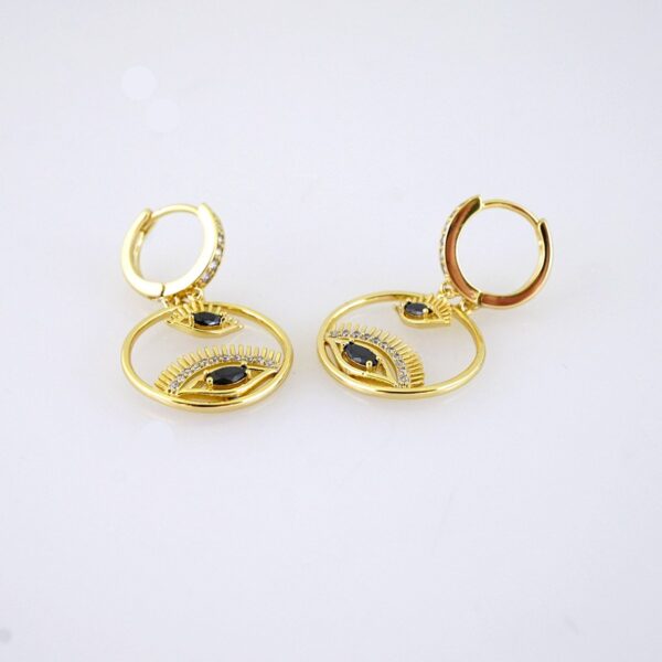 E1813 Women's Earrings - Aretes Dama - Zircon Stone/14k Real Color/ Black