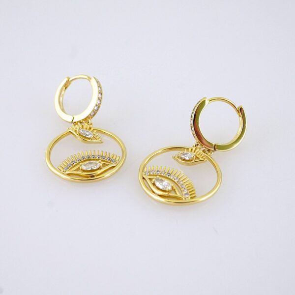 E1814 Women's Earrings - Aretes Dama - Zircon Stone/14k Real Color/ White