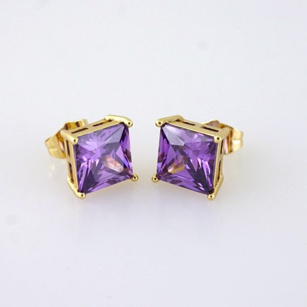 E1824 Women's Earrings - Aretes Dama - Zircon Stone/14k Real Color/ Purple
