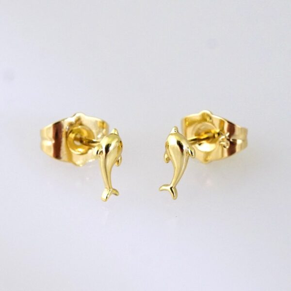 E1835 Earrings/Aretes/ Plain/ 14k Real Color/