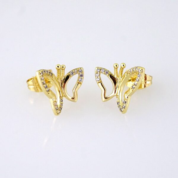 E1866 Earrings - Aretes - Zircon Stone - 14K Real Color