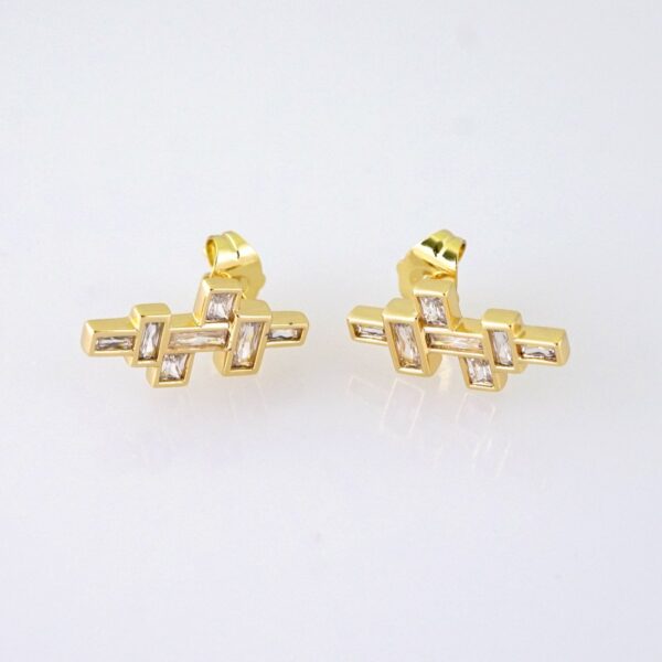 E1870 Earrings - Aretes - Zircon Stone - 14K Real Color