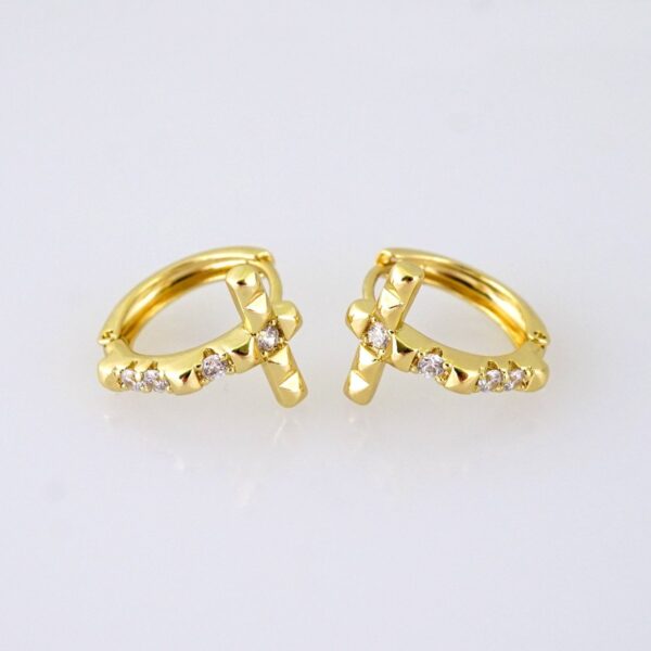 E1873 Earrings - Aretes - Zircon Stone - 14K Real Color