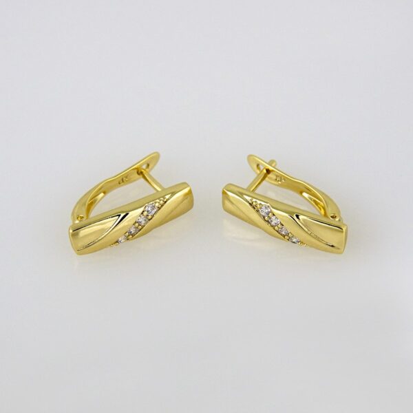 Earrings Woman/Aretes Dama/  Zircon Stone/  14K Real Color// E205