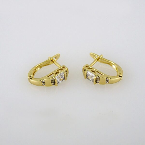Earrings Woman/Aretes Dama/  Zircon Stone/  14K Real Color// E207