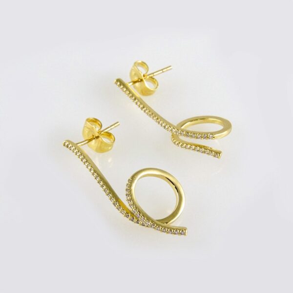 Earrings Woman/Aretes Dama/ Zircon Stone/  14K Real Color// E229