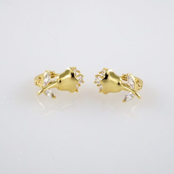Earrings Woman/ Aretes Dama/ Zircon Stone/ 14k Real Color// E268
