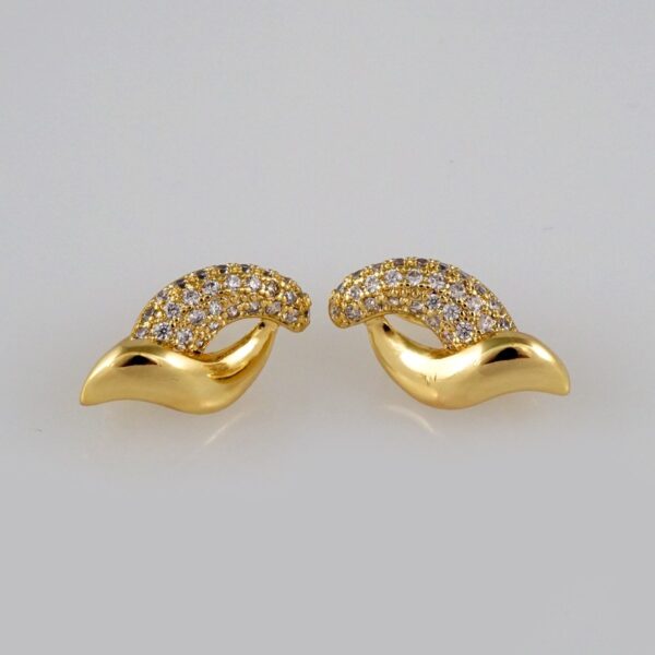 Earrings Woman/ Aretes Dama/  Zircon Stone/  14k Real Color// E346