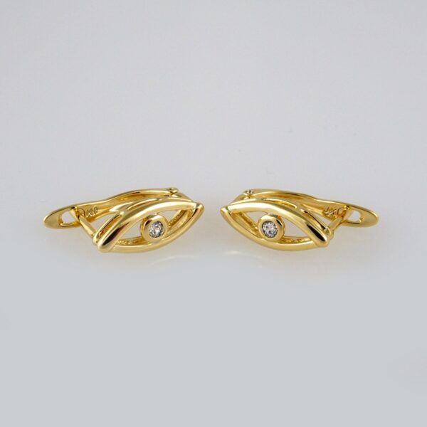 Earrings Woman/ Aretes Dama/  Zircon Stone/  14k Real Color// E347
