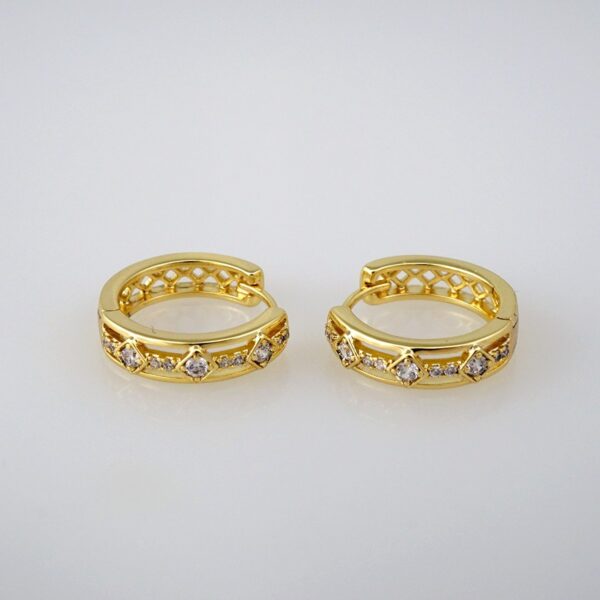 Earrings Woman/ Aretes Dama/  Zircon Stone/  14k Real Color// E374