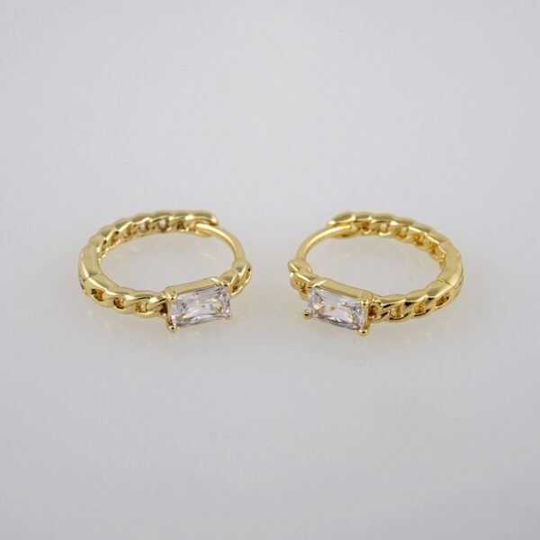 Earrings Woman/Aretes Dama/ Zircon Stone/  14K Real Color// E392