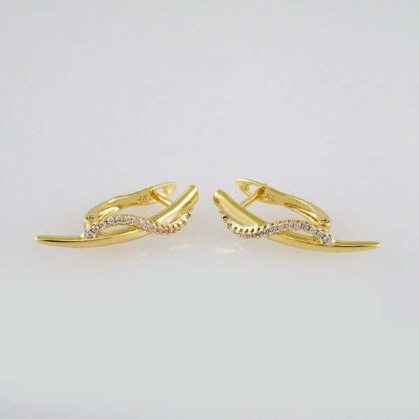 Woman Earrings / Aretes Dama/ Zircon Stone/ 14k Real Color// E476